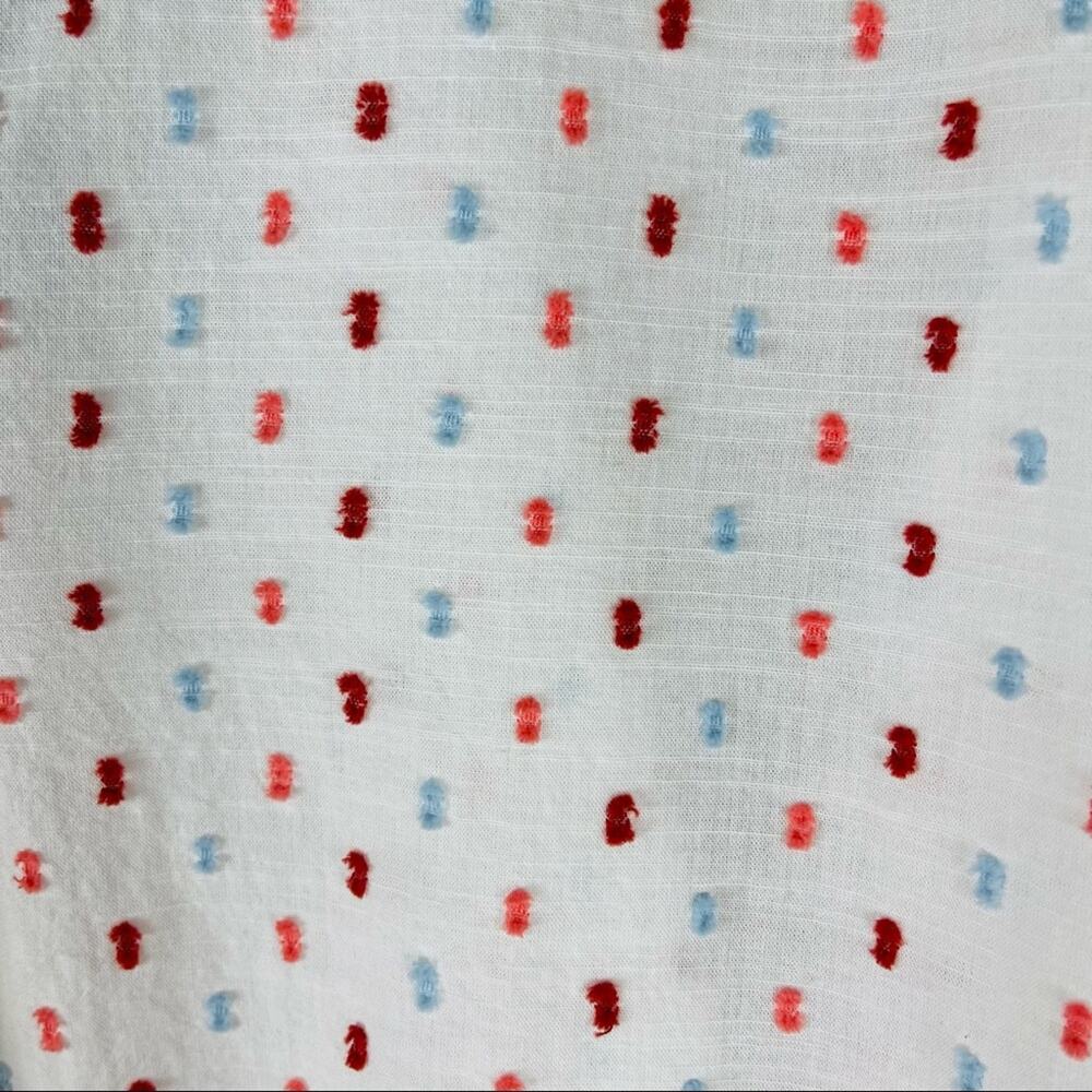 NWT Loft white blue pink dot coastal lightweight button front shirt top LP - Picture 4 of 7